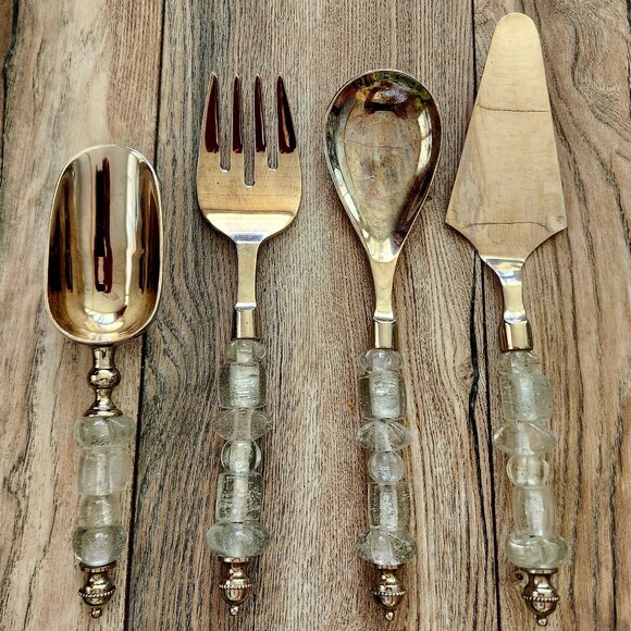 dining utensils salad ice scoop cake mod acrylic and silver - Picture 1 of 8